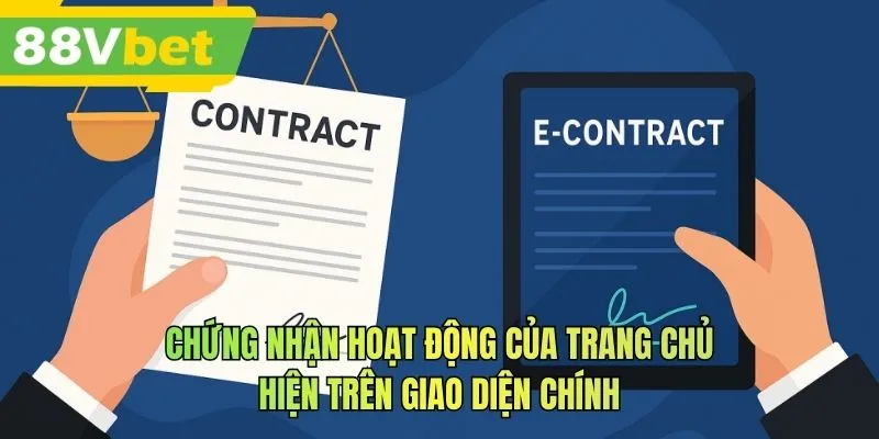 Chứng nhận hoạt động của trang chủ hiện trên giao diện chính